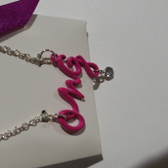 Pink OMG Crystal Necklace w/ Purple Ribbon Accent - Xhilaration Fashion Jewelry - Picture 9 of 9